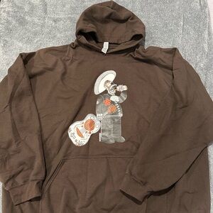 Gildan Brown Graphic Hoodie for Men